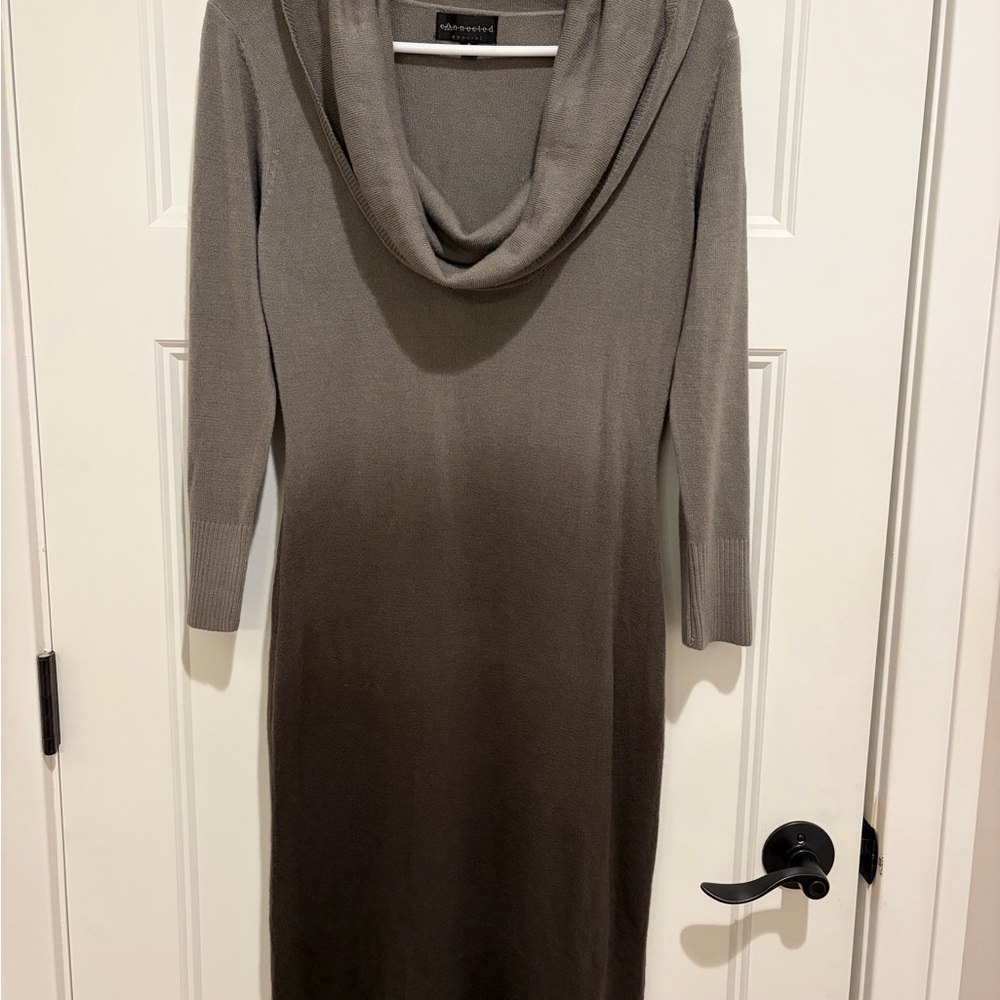 Connected Apparel Cowl Neck ultra soft Knit Midi Sweater Dress